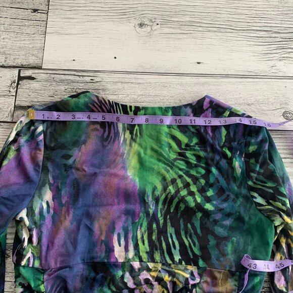 Vintage Y2K Sheer Animal Print Babydoll Empire Waist Long Sleeve Blouse - Picture 10 of 13